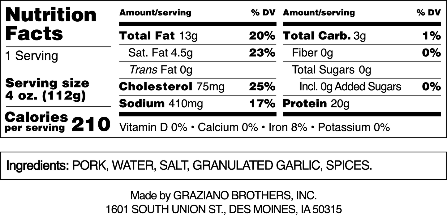 Garlic Flavored Pork Sausage