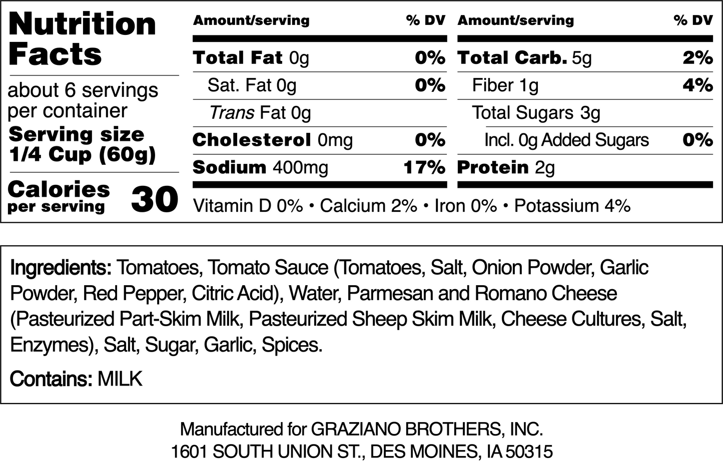 Graziano Bros. Pizza Sauce